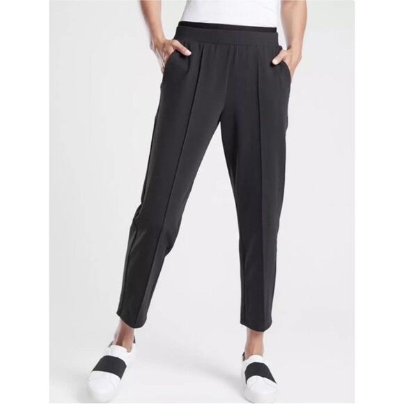 Athleta Venice Pintuck Ankle Pants Pull On Black High Rise 597887 Size Large - Picture 11 of 11